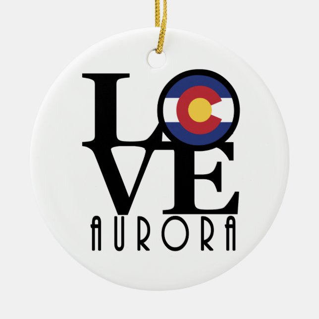 LOVE Aurora CO Ceramic Ornament (Front)