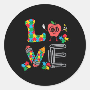 Love Autism Awareness Teacher Sped Special Educati Classic Round Sticker