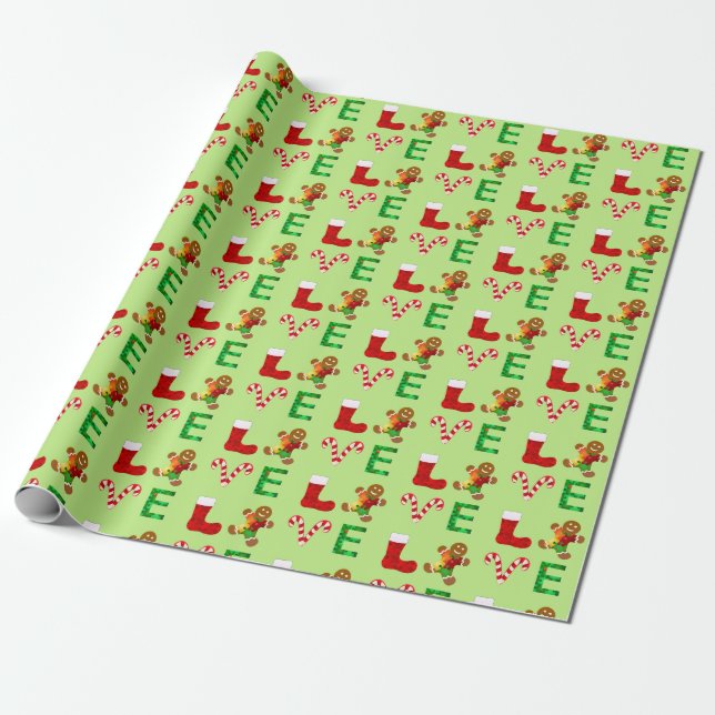 LOVE Autism Christmas Wrapping Paper (Unrolled)