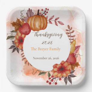 Love Autumn Rustic Thanksgiving Dinner  Paper Plate