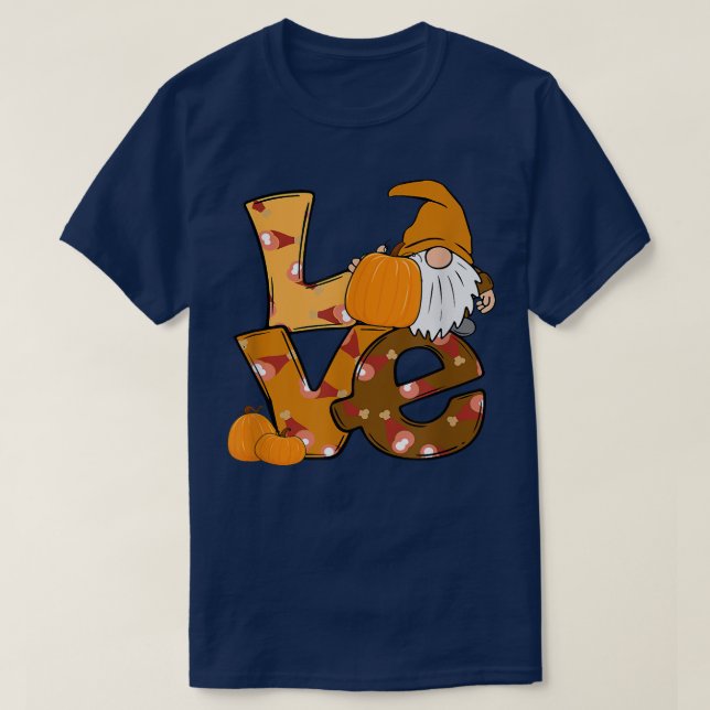 Love Autumn Thanksgiving Gnomes  T-Shirt (Design Front)