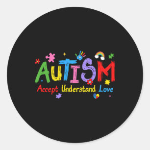 Love Awareness Understanding Autism Accept Autism Classic Round Sticker