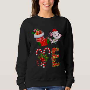 Love Axolotl Christmas Lights Led Santa Hat Chris Sweatshirt