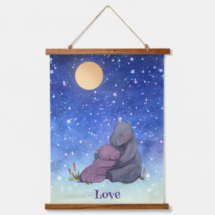 Love, Baby Hippo and her Mother Hanging Tapestry