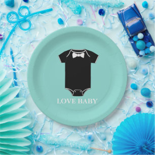 Love Baby Little Man Tuxedo Sprinkle Shower Party Paper Plate