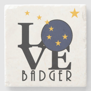 LOVE Badger Alaska Stone Coaster