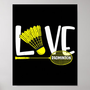 Love Badminton Cute Racket And Shuttle Sports Fan  Poster