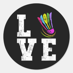 Love Badminton Fan Team Player Distressed Shuttle  Classic Round Sticker