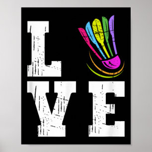 Love Badminton Fan Team Player Distressed Shuttle Poster