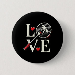 Love Badminton Player Heart Racket Shuttle 2 Inch Round Button