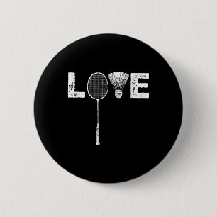 Love Badminton Racket Shuttle Birdie Lover  2 Inch Round Button