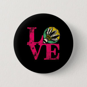Love Badminton - Vintage Colourful Badminton Shutt 2 Inch Round Button