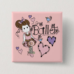 Love Ballet 2 Inch Square Button