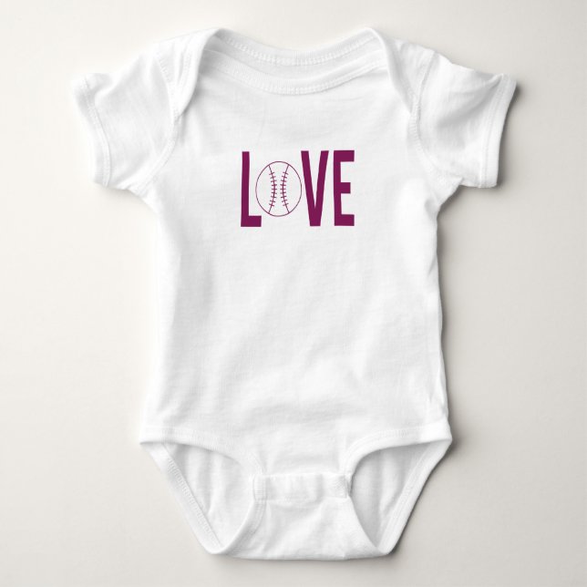 Love Baseball Baby Bodysuit (Front)