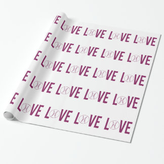 Love Baseball Glossy Wrapping Paper