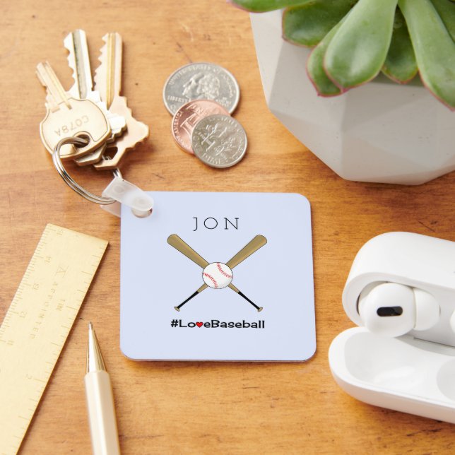 Love baseball hashtag your initials sports keychain (Desk)