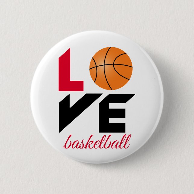 Love basketball 2 inch round button (Front)