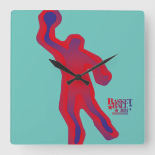 LOVE BASKETBALL BY MASANSER PIXELAT SQUARE WALL CLOCK