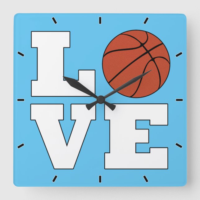 LOVE Basketball Custom Team Colour Sports Player Square Wall Clock (Front)