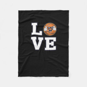 Love Basketball Design With Cool Emoji And Fleece Blanket