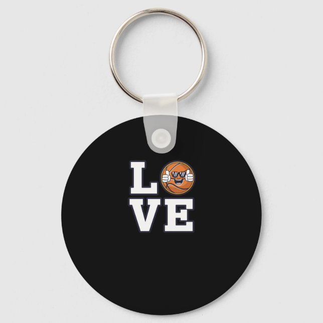 Love Basketball Design With Cool Emoji And Keychain (Front)