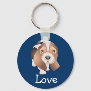 Love Basset Hound Puppy Dog Blue Key chain