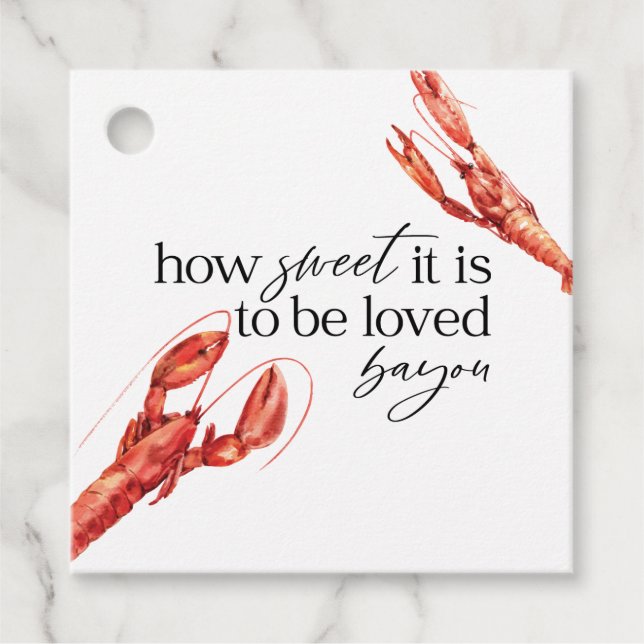 Love Bayou Crawfish  Favour Tags (Front)