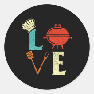 Love Bbq Lover Pitmaster Grilling Grill Barbecue  Classic Round Sticker