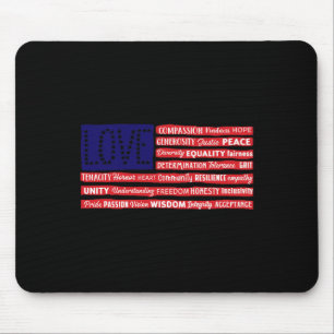 Love Be Kind Compion Equality Usa American Flag Pa Mouse Pad