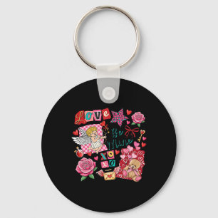 Love Be Mine Xoxo Cupid Cute Valentine Collage Keychain