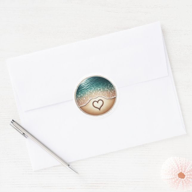 Love Beach Classic Round Sticker (Envelope)