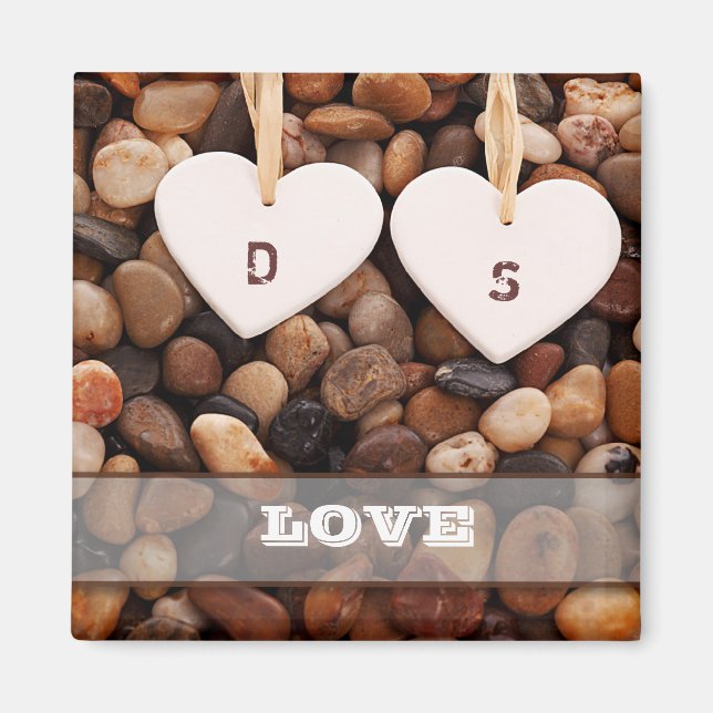 Love. Beach Theme Custom Monograms Gift Magnet (Front)