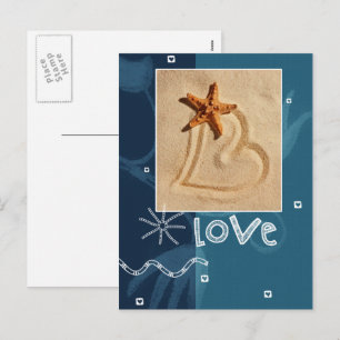 Love. Beach Theme Valentine's Day  Holiday Postcard
