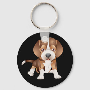 Love Beagle Puppy Dog Black Key Chain