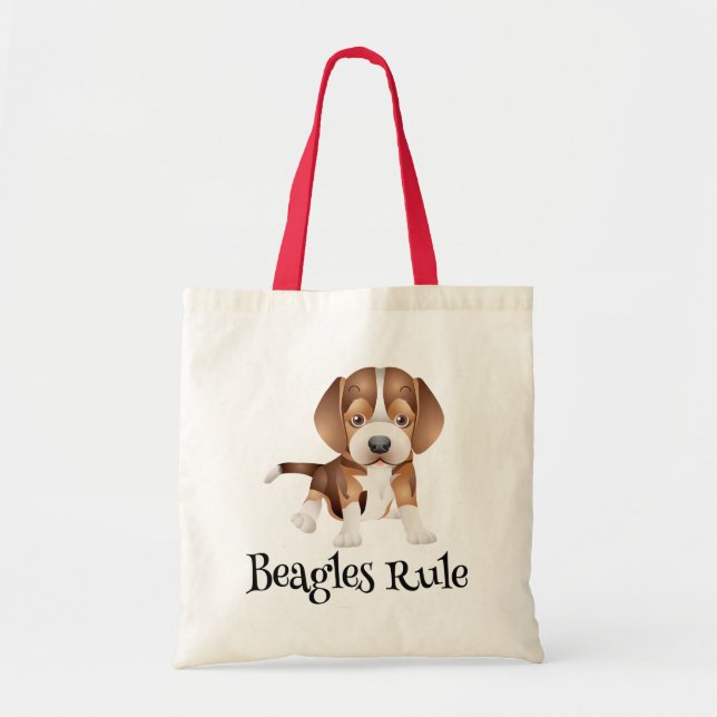 Love Beagle Puppy Dog Canvas Totebag Tote Bag (Front)