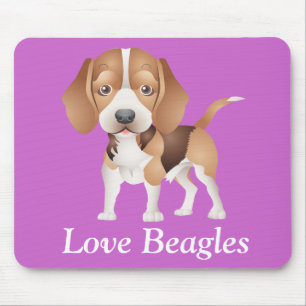 Love Beagles Puppy Dog Cartoon Mouse Pad