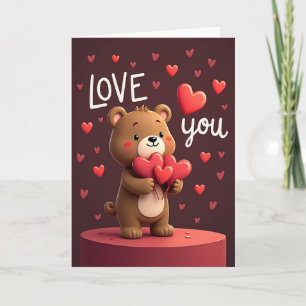 Love Bear Heart Pattern Card