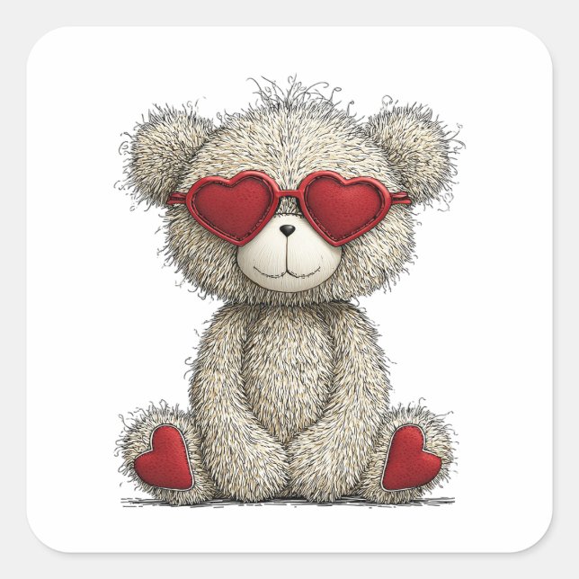 Love Bear Square Sticker (Front)