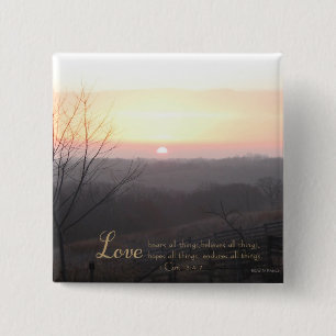 Love Bears All Things 1 Cor. 13:4,7 2 Inch Square Button
