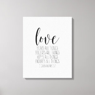 Love Bears All Things, 1 Corinthians 13:7 Canvas Print