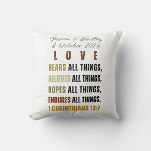 LOVE bears all things...   Christian T-Shirt Throw Pillow