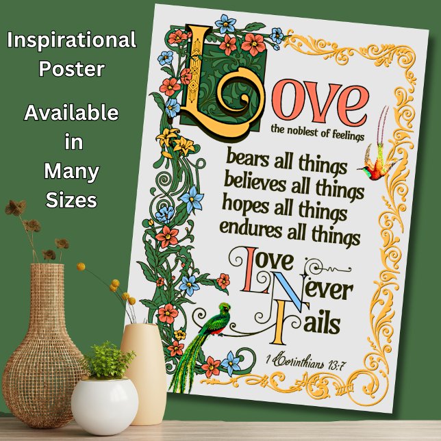 Love Bears All Things Never Fails Bible Verse Poem Poster (Creator Uploaded)