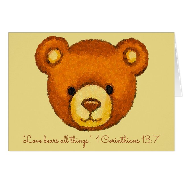 Love Bears All Things~Scripture~Bear Face (Front Horizontal)