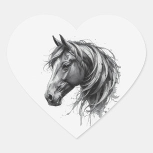 Love Beautiful Fresian Horse Animal Art Heart Sticker