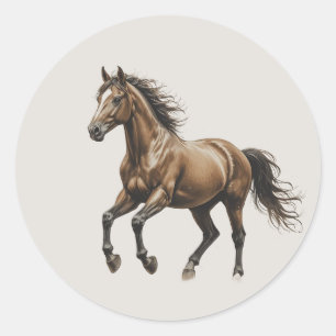 Love Beautiful Mustang Horse Animal Art Classic Round Sticker