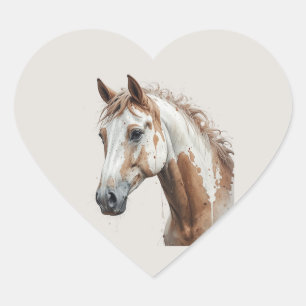 Love Beautiful Paint Horse Animal Art Heart Sticker