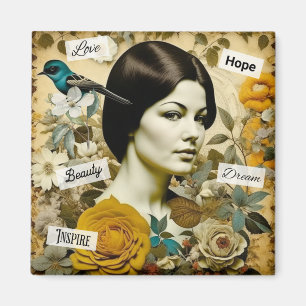 Love, Beauty, Inspire, Dream and Hope Vintage Lady Magnet