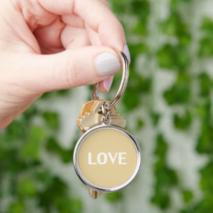Love - beige, camel, white minimalist keychain