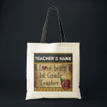 Love Being a 1st Grade Teacher | DIY Name Tote Bag<br><div class="desc">A unique rustic styled Tote Bag for a first grade teacher ready for you to personalize. ✔Note: Not all template areas need changed. 📌If you need further customization, please click the "Click to Customize further" or "Customize or Edit Design"button and use our design tool to resize, rotate, change text colour,...</div>