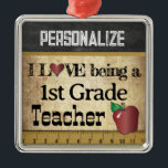Love being a 1st Grade Teacher | Vintage Metal Ornament<br><div class="desc">First Grade School Teacher Christmas Ornament ready for you to personalize. ⭐This Product is 100% Customizable. Graphics and / or text can be added, deleted, moved, resized, changed around, rotated, etc... 99% of my designs in my store are done in layers. This makes it easy for you to resize and...</div>